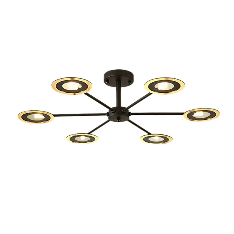 Contemporary Iron Sputnik Chandelier: 6/8-Head Hanging Lamp for Bedroom in Black/White/Black-Gold