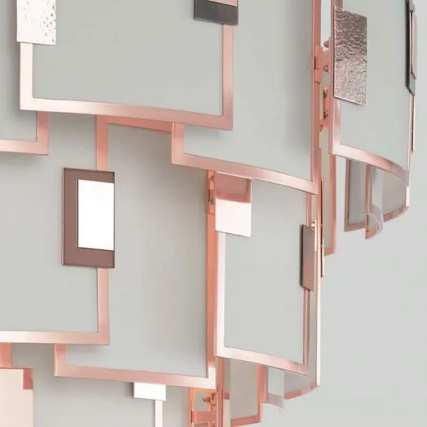 Copper Framed Modern Italian Chandelier With 6 Tiers