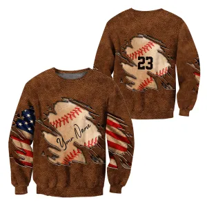 Customize Name And Number Baseball Leather Unisex Sweatshirt Zip Hoodie Christmas Shirts