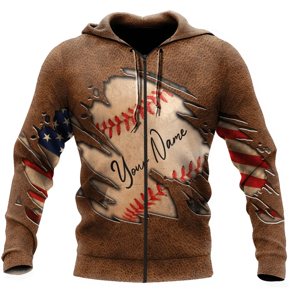 Customize Name And Number Baseball Leather Unisex Sweatshirt Zip Hoodie Christmas Shirts