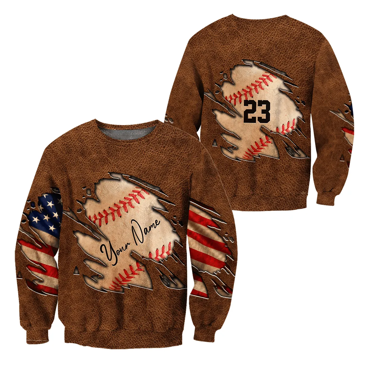 Customize Name And Number Baseball Leather Unisex Sweatshirt Zip Hoodie Christmas Shirts