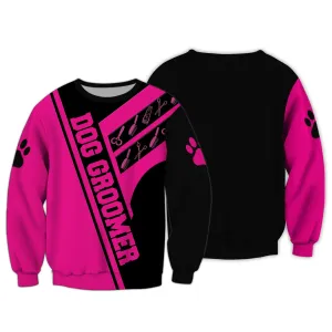 Dog Groomer Shirt, Pet Groomer Gift Pink Sweatshirt Hoodie, Christmas Shirt for Dog Groomer