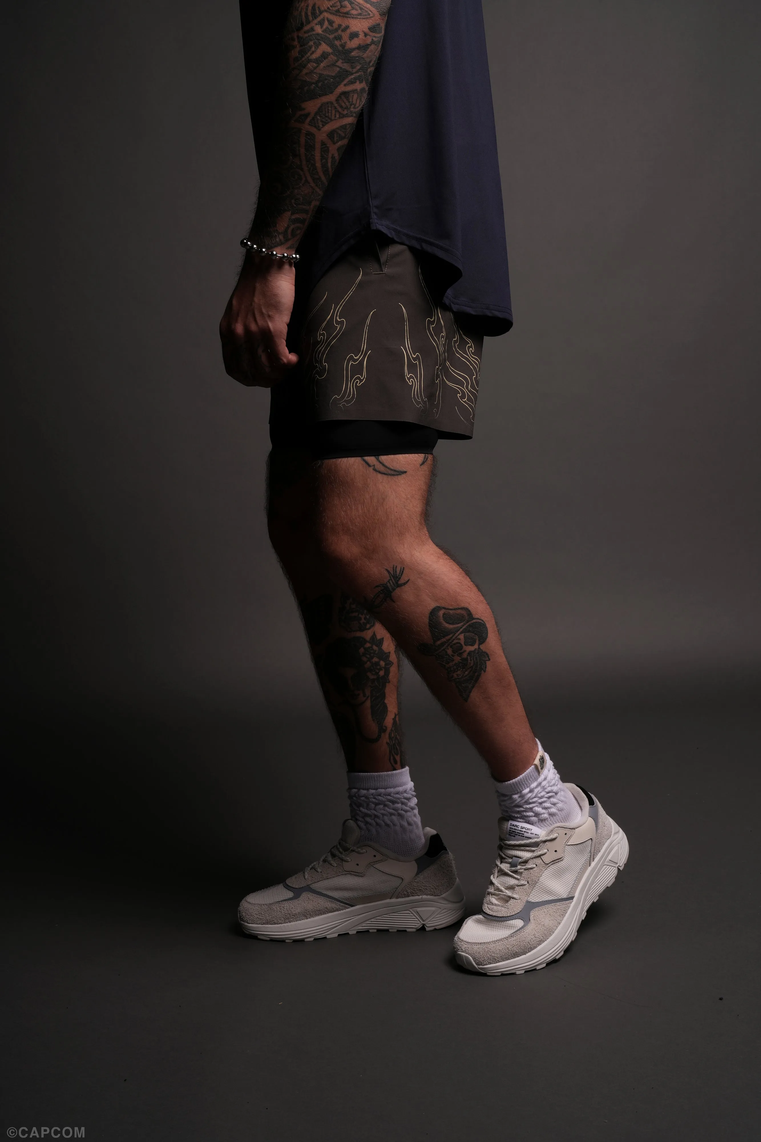 Eternal Flame Compression Shorts in Wolf Gray