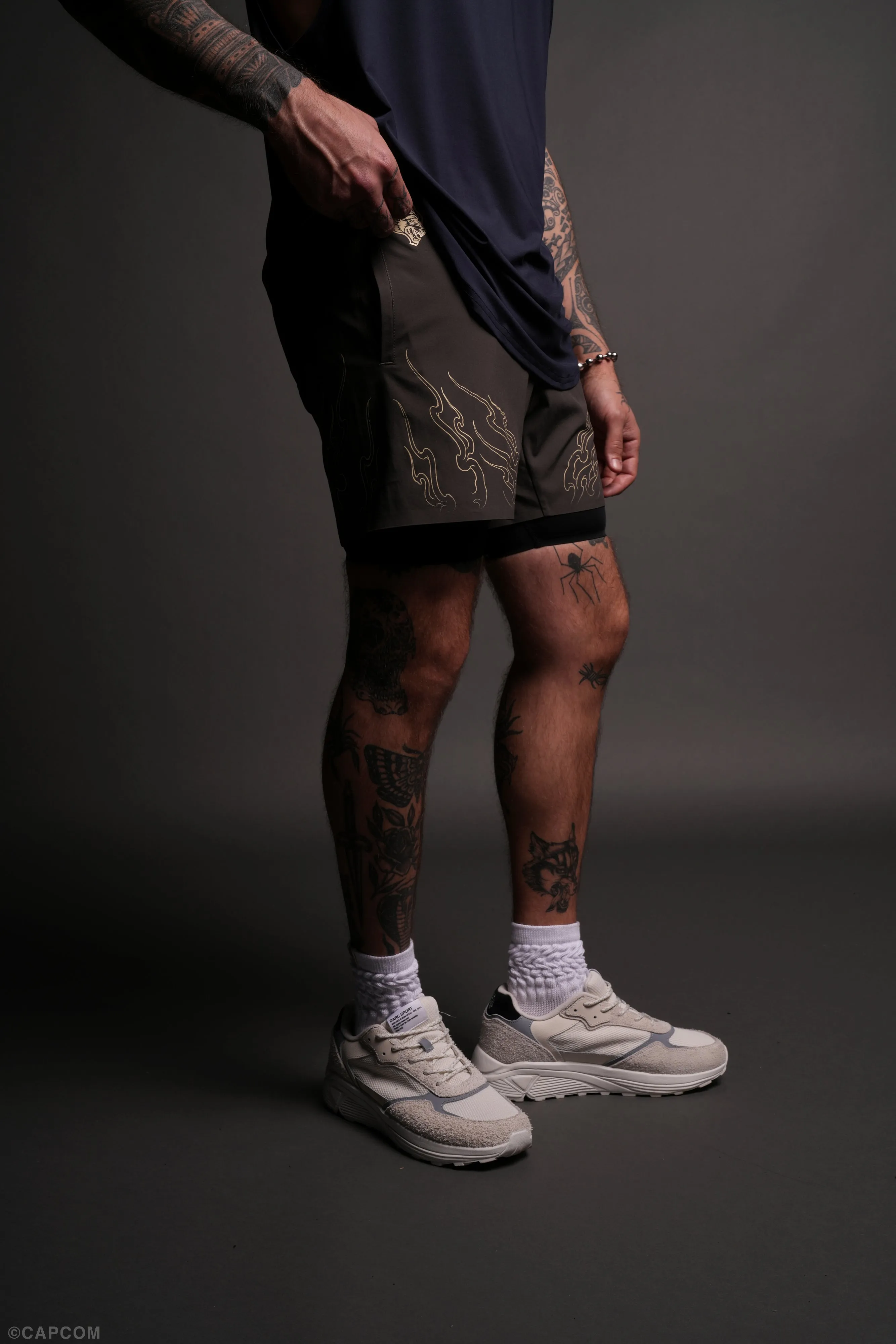 Eternal Flame Compression Shorts in Wolf Gray