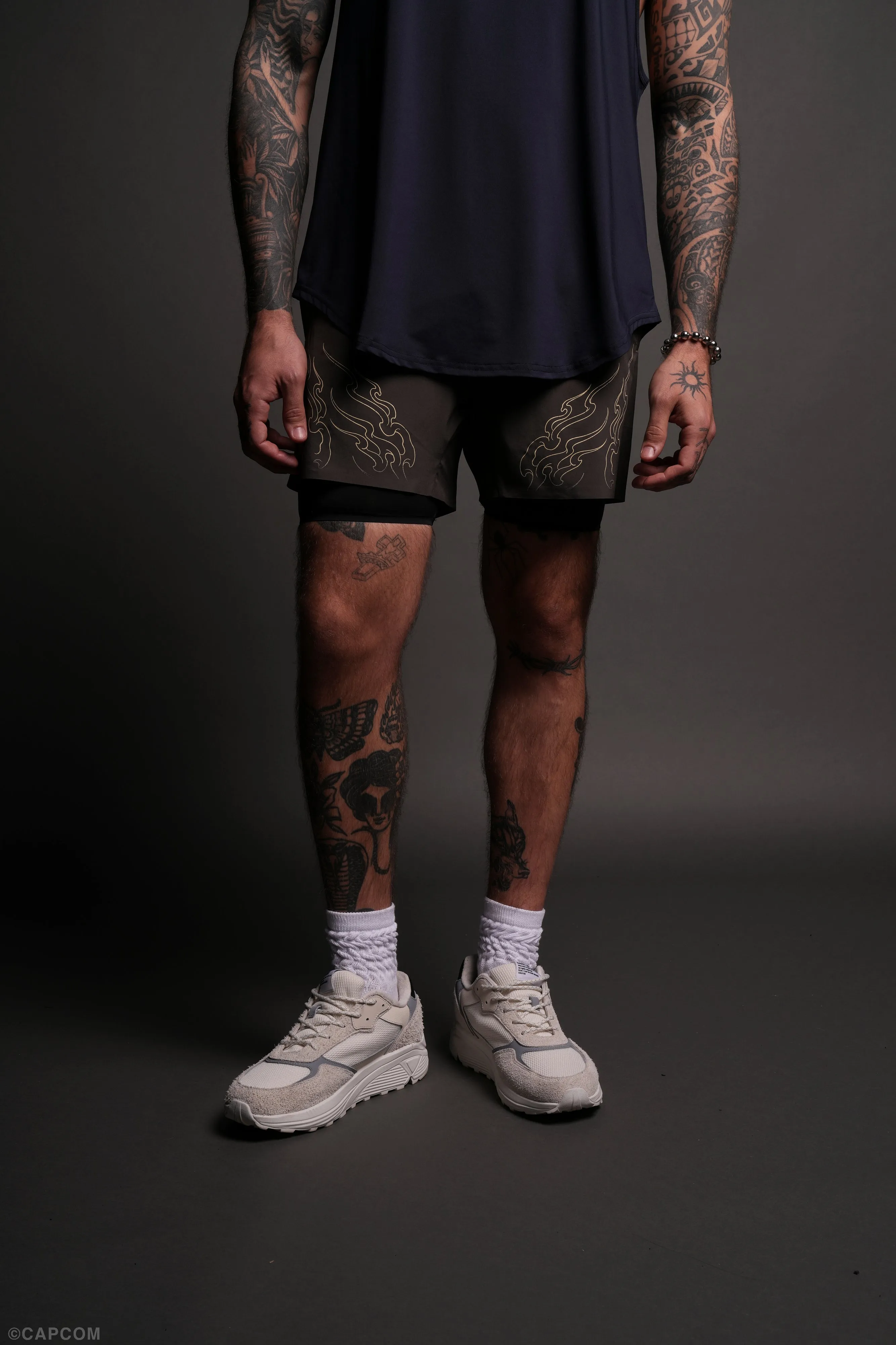Eternal Flame Compression Shorts in Wolf Gray