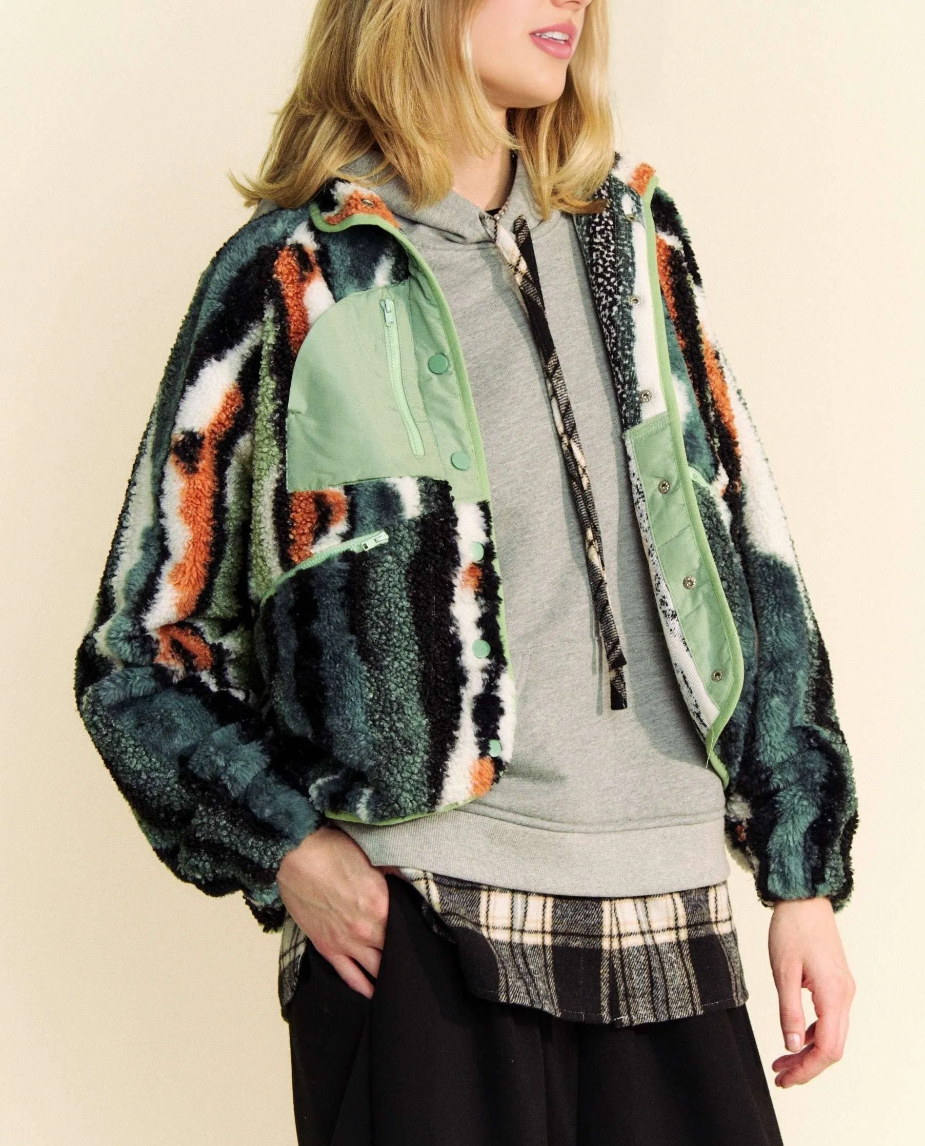 Fuzzy Jacket in Seafoam