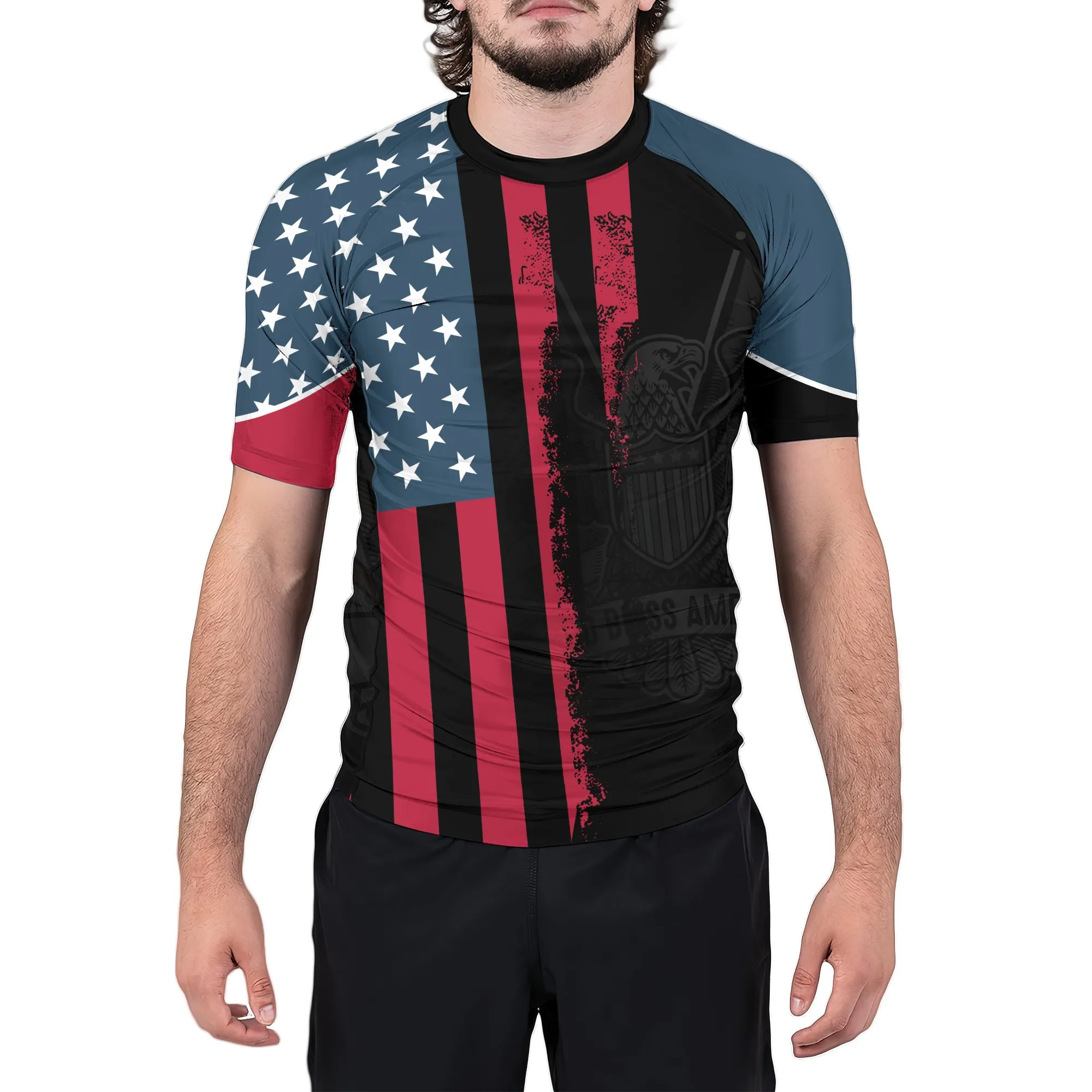 God Bless America Men's Short Sleeve Rash Guard
