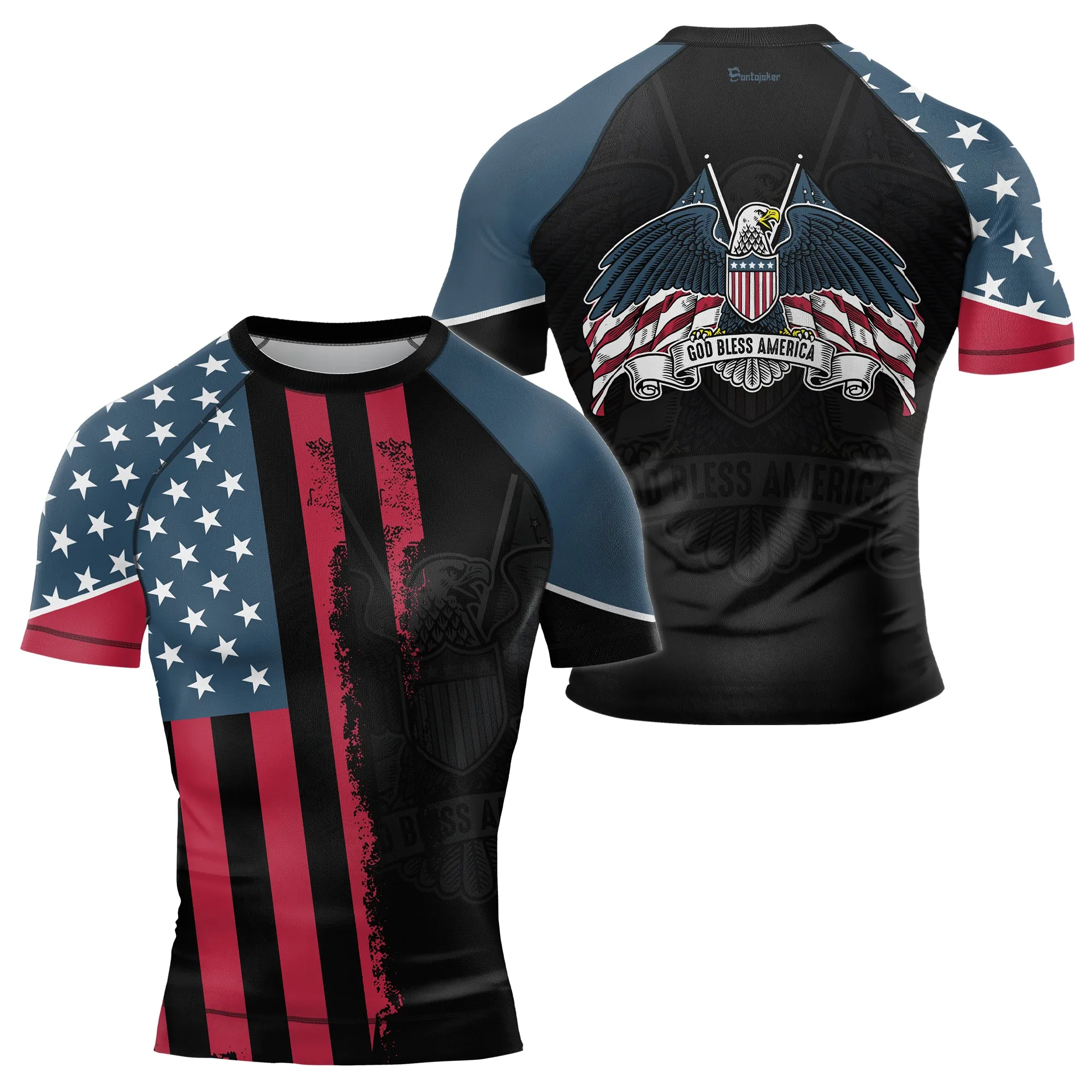 God Bless America Men's Short Sleeve Rash Guard