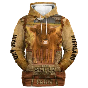 Highland Life Is Simple A Farm Hoodie, Coolspod Farm Hoodie For Men Women