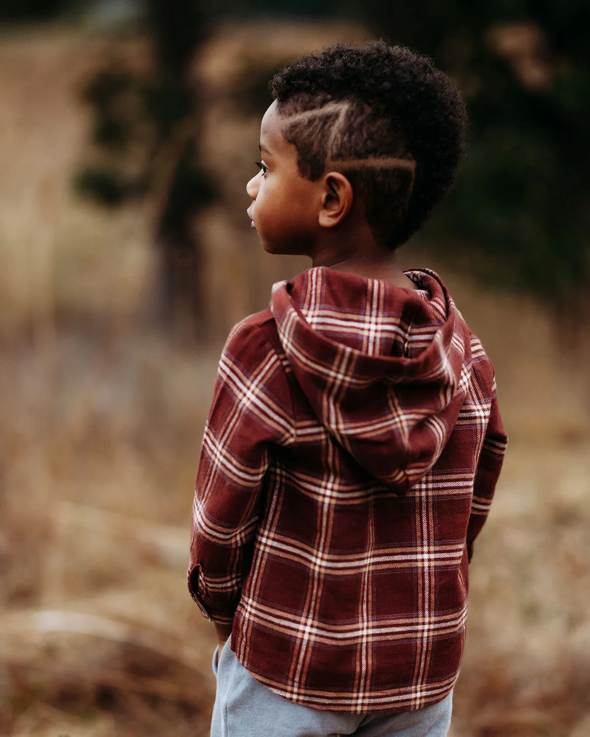 Hooded Henley Shirt- Rust Flannel