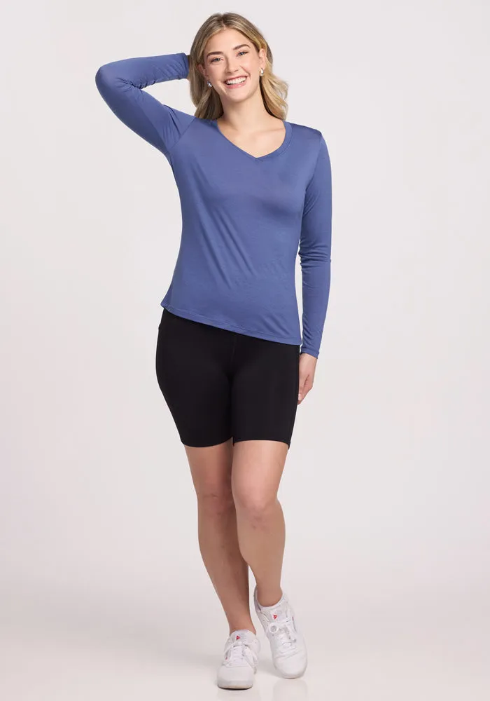 Lily V Neck Lounge Top - Cloudy Bay