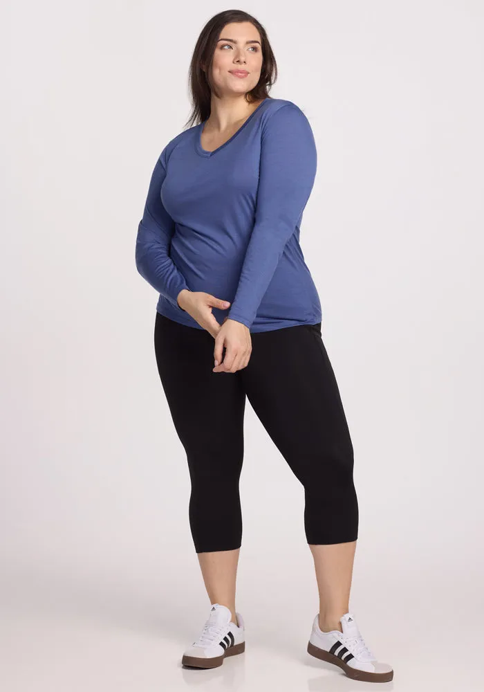 Lily V Neck Lounge Top - Cloudy Bay