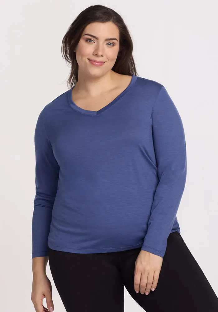 Lily V Neck Lounge Top - Cloudy Bay