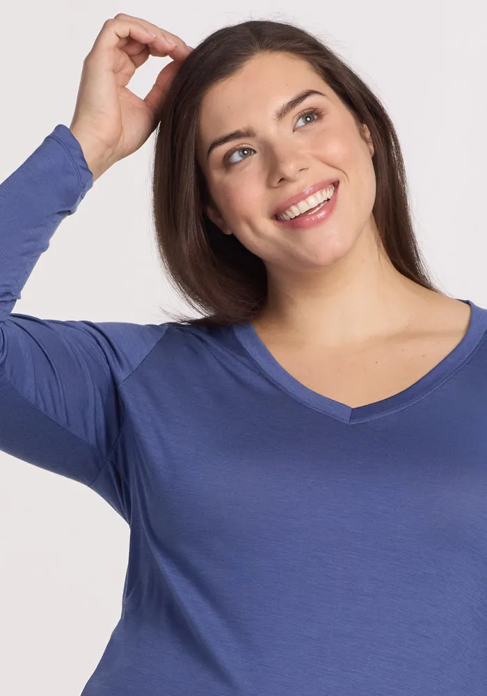 Lily V Neck Lounge Top - Cloudy Bay