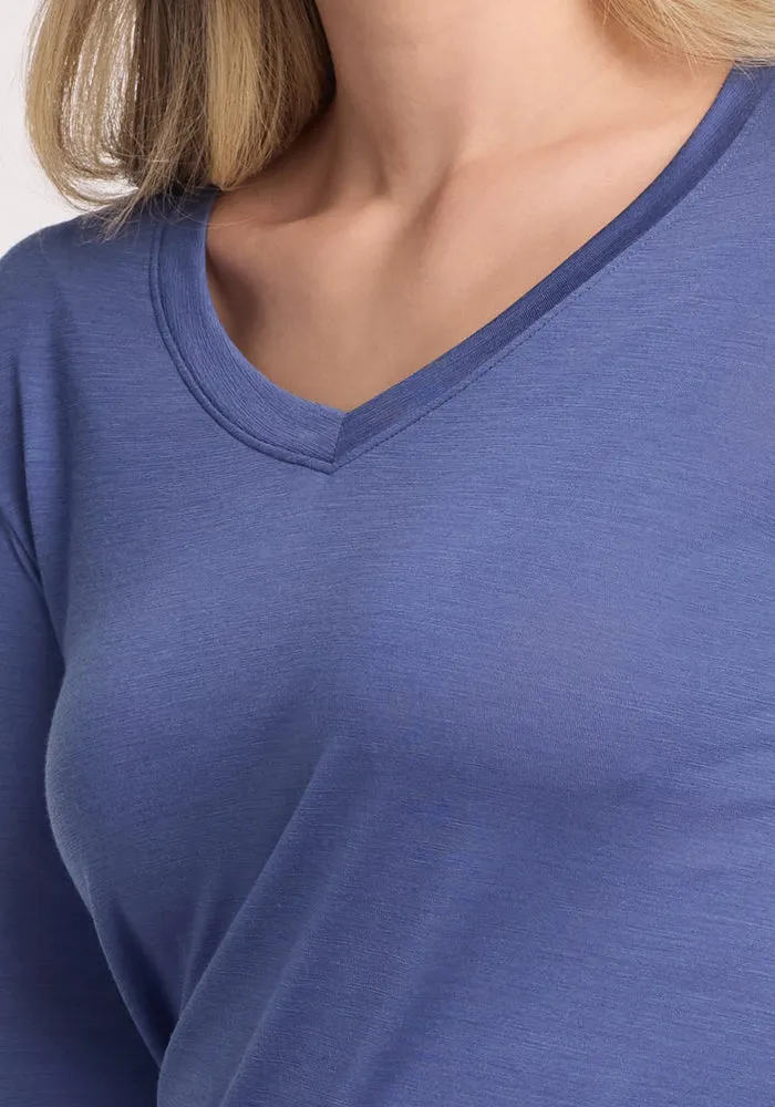 Lily V Neck Lounge Top - Cloudy Bay