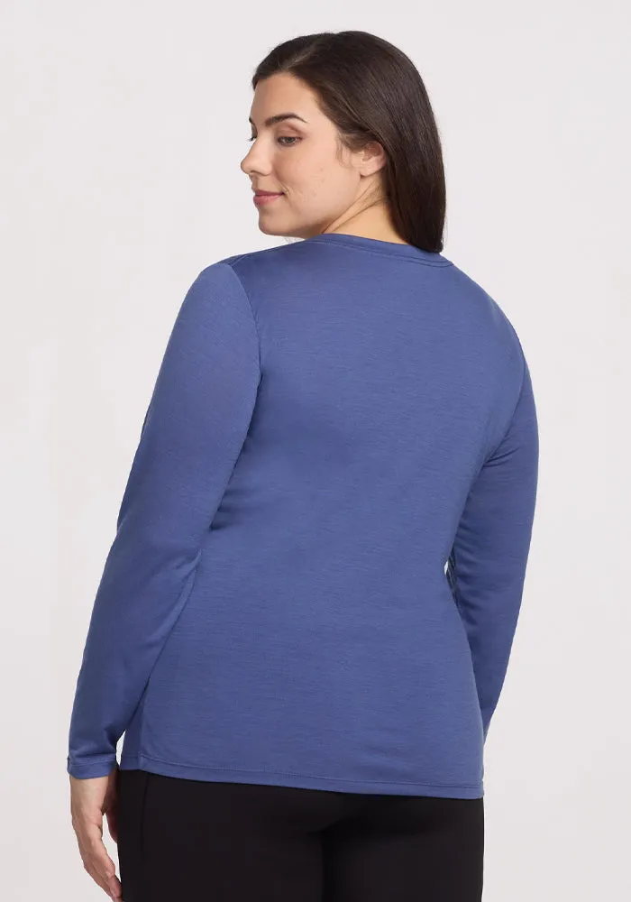 Lily V Neck Lounge Top - Cloudy Bay