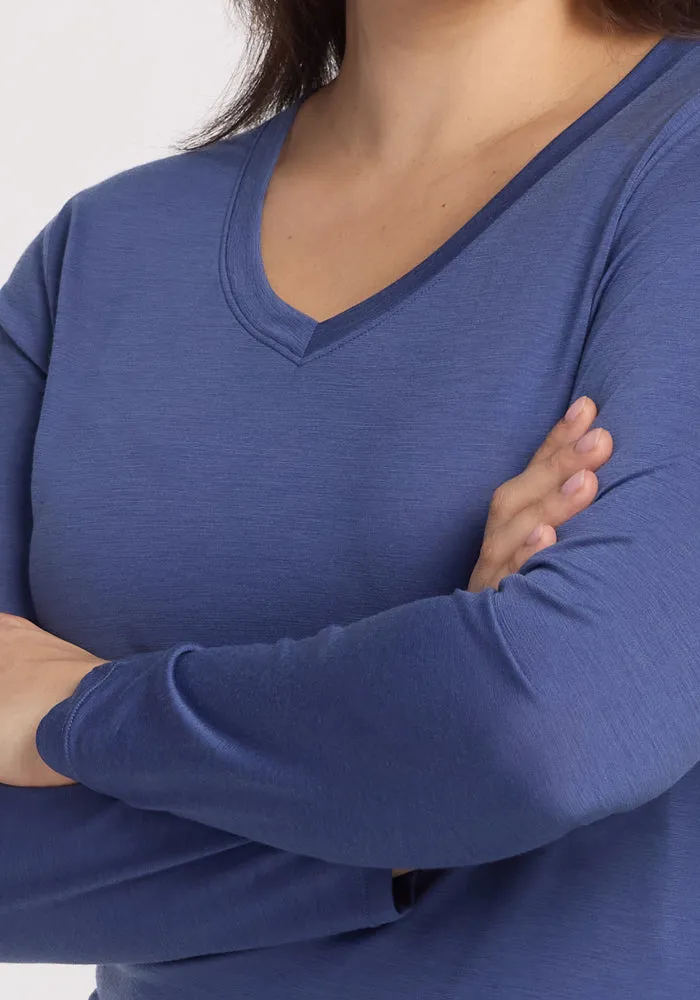 Lily V Neck Lounge Top - Cloudy Bay