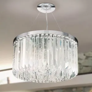 Luxurious Modern Mid-Century Crystal Prism Drum Pendant