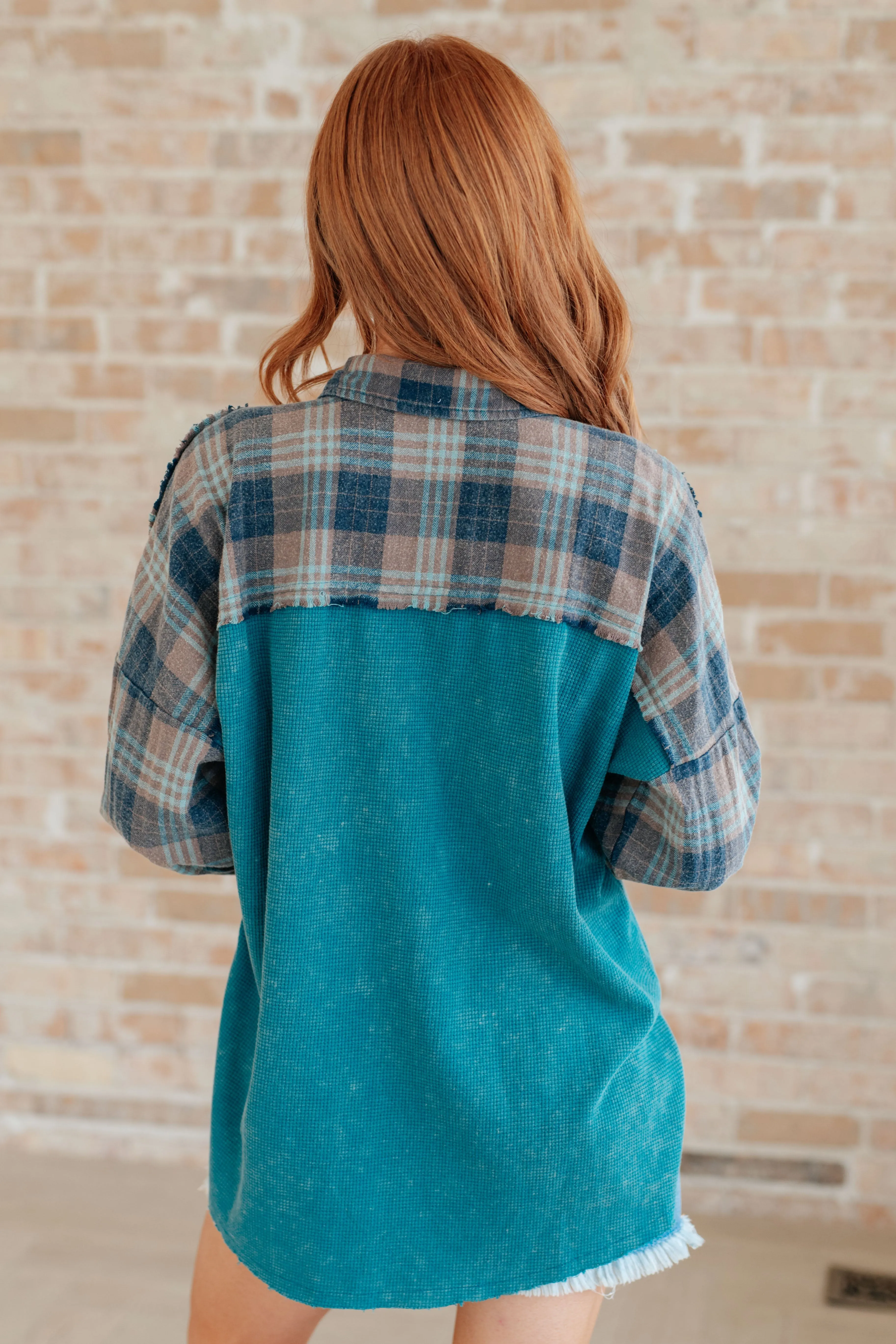 Mixed Thermal Plaid Button Up Shirt