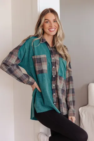 Mixed Thermal Plaid Button Up Shirt