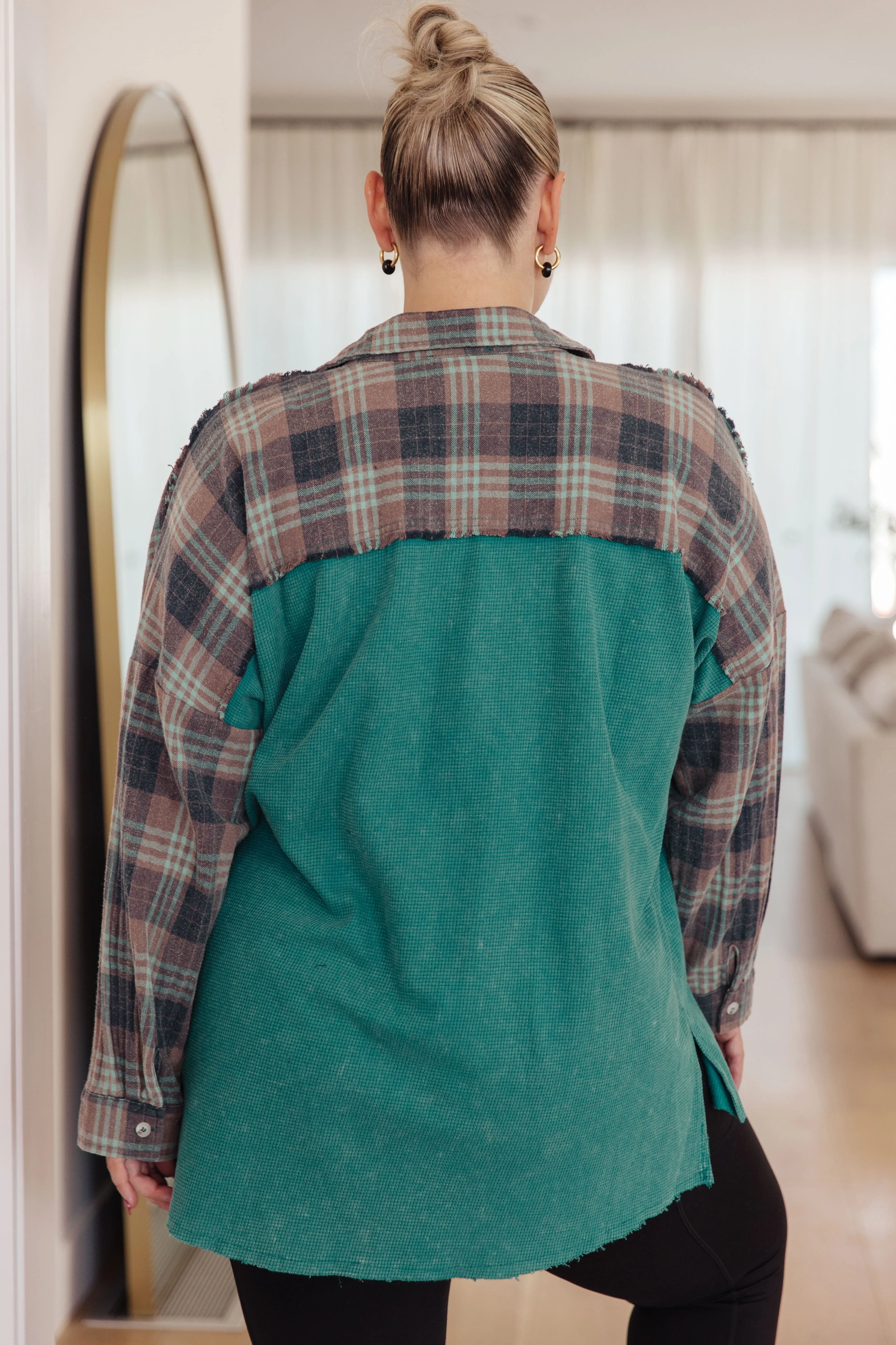 Mixed Thermal Plaid Button Up Shirt