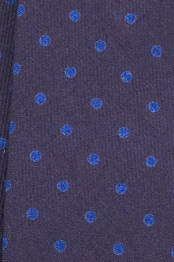Navy & Blue Polka Dot Wool Challis Bow Tie