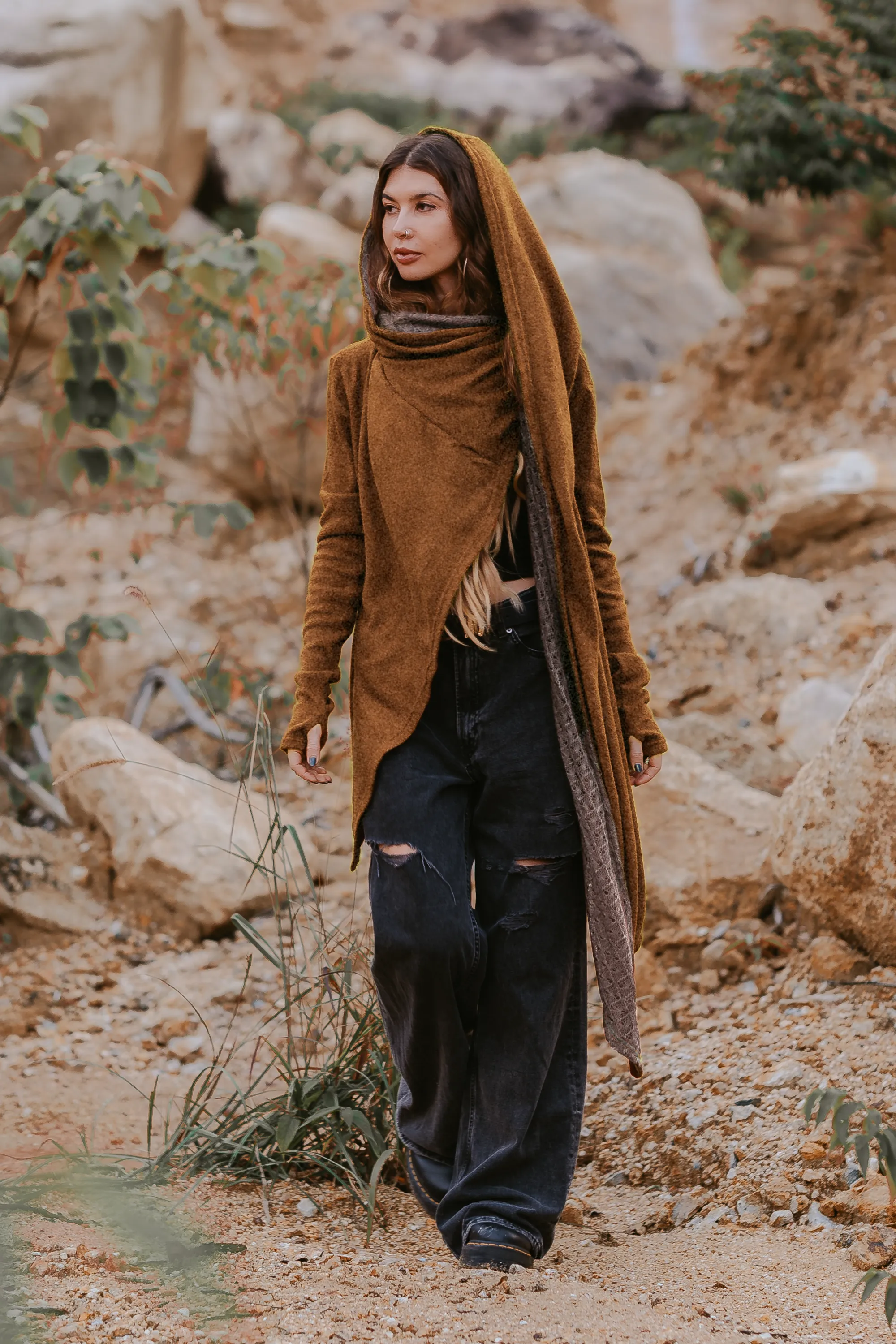 Nyx Hooded Sweater Cardigan Caramel