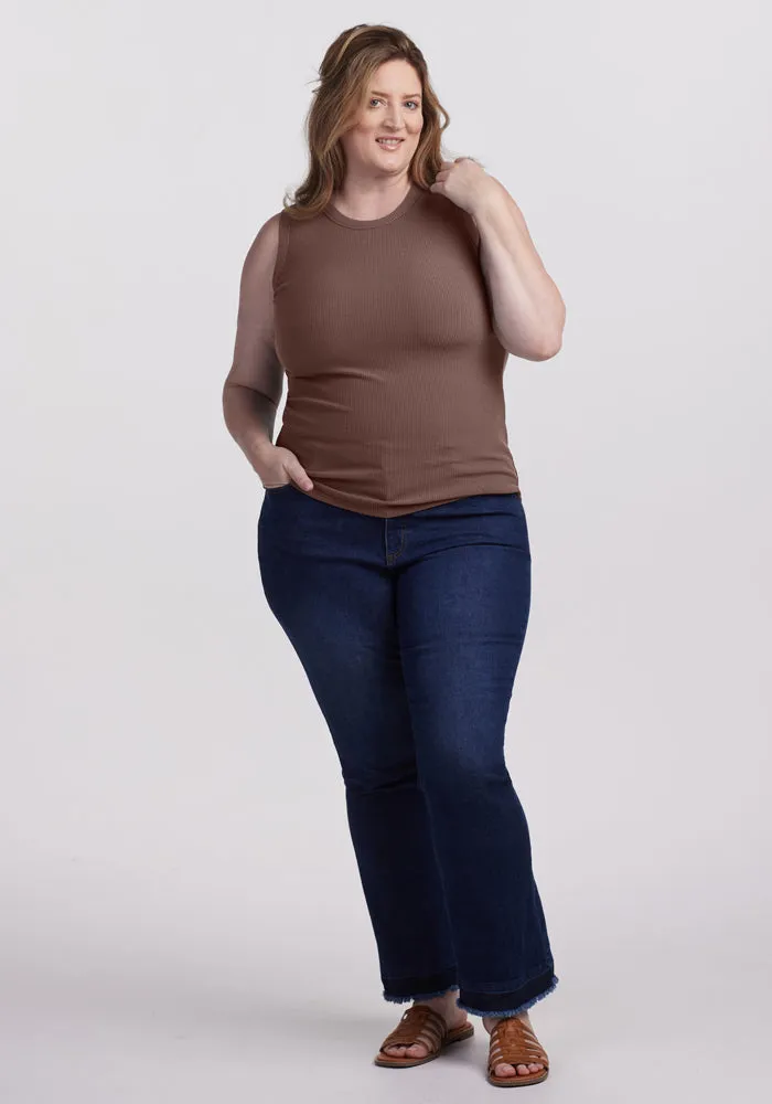 Raegan Ribbed Tank Top - Toasted Almond