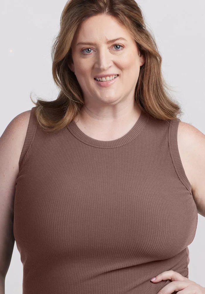 Raegan Ribbed Tank Top - Toasted Almond