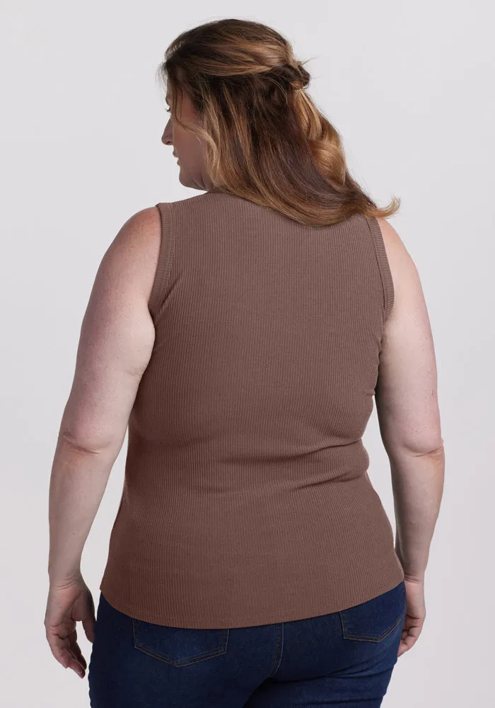 Raegan Ribbed Tank Top - Toasted Almond