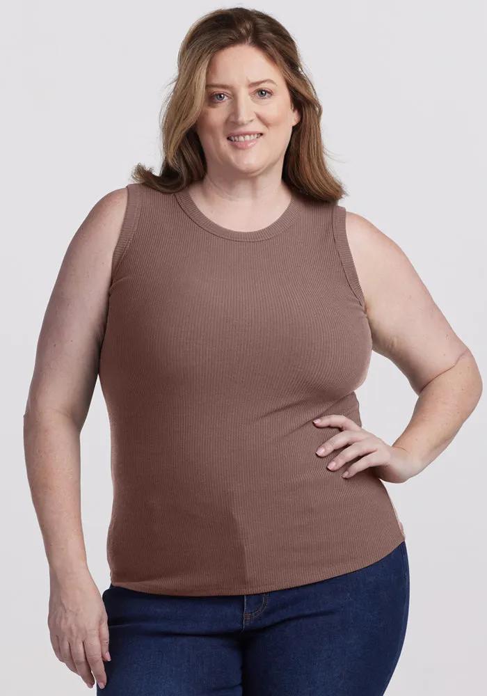 Raegan Ribbed Tank Top - Toasted Almond