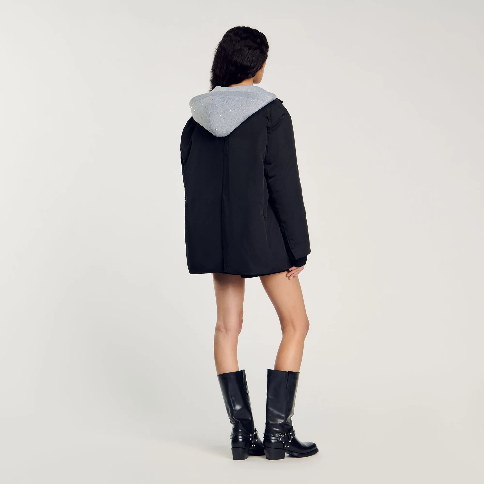 Sam Coat With Contrasting Hood Black