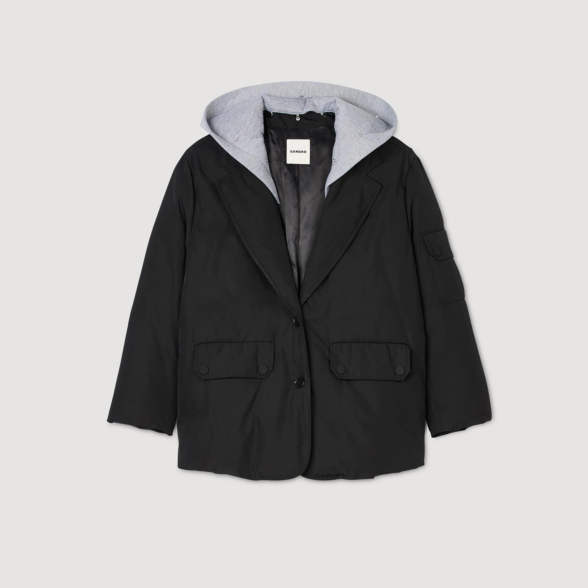 Sam Coat With Contrasting Hood Black