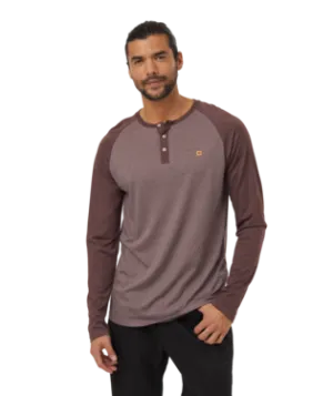 Ten Tree Mens Elkwood Heather/Deep Mahogany Heather Treeblend Classic Henley Longsleeve