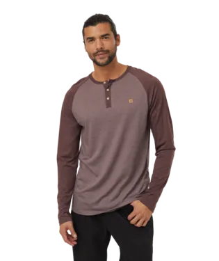Ten Tree Mens Elkwood Heather/Deep Mahogany Heather Treeblend Classic Henley Longsleeve