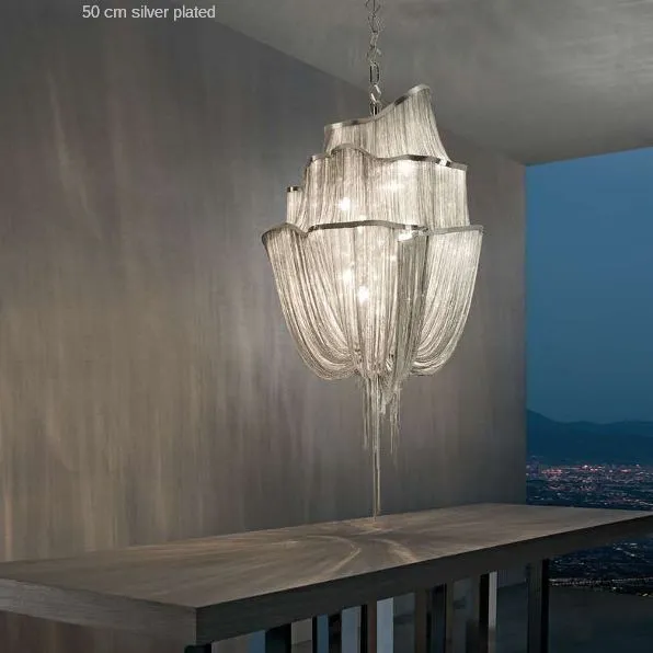 Terzani'S 'Atlantis' Large 3 Tier Modern Chandelier In Nickel, Gold, Bronze, Or Black Nickel