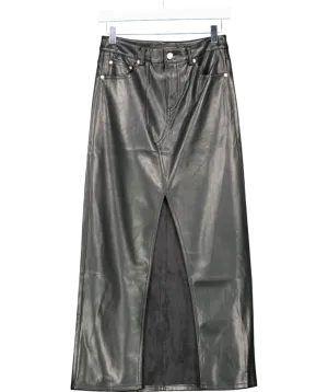 Urban Outfitters Black Split Front Faux Leather Maxi Skirt UK XS