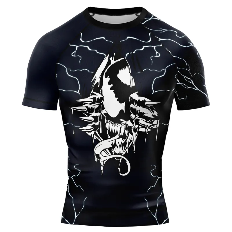 Venom Tearing Through Men's Short Sleeve Rash Guard