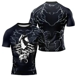 Venom Tearing Through Men's Short Sleeve Rash Guard