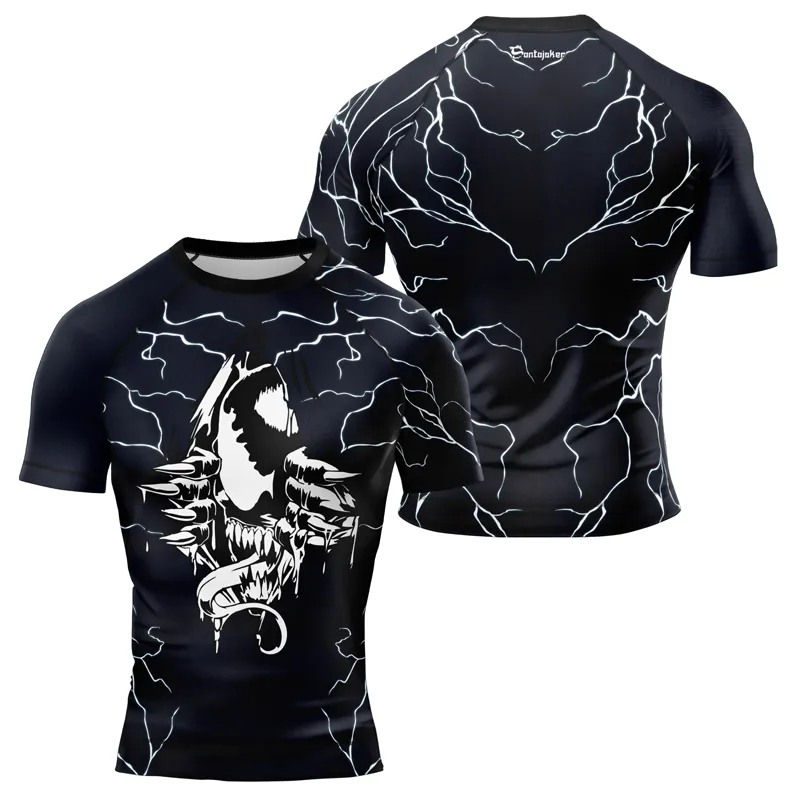 Venom Tearing Through Men's Short Sleeve Rash Guard