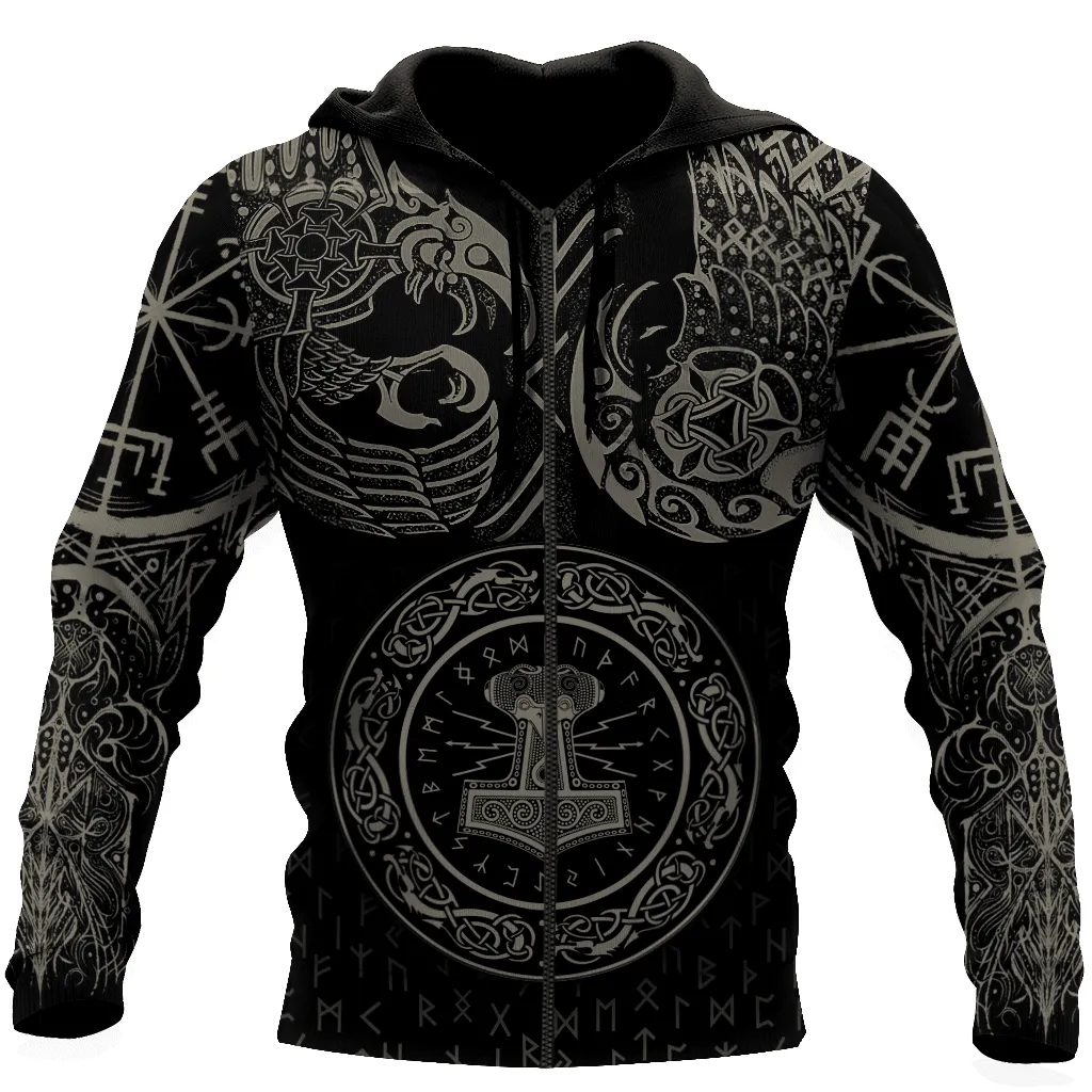 Viking Warrior Tattoo 3D Printed Sweatshirt Hoodie Zip Hoodie Christmas Shirts