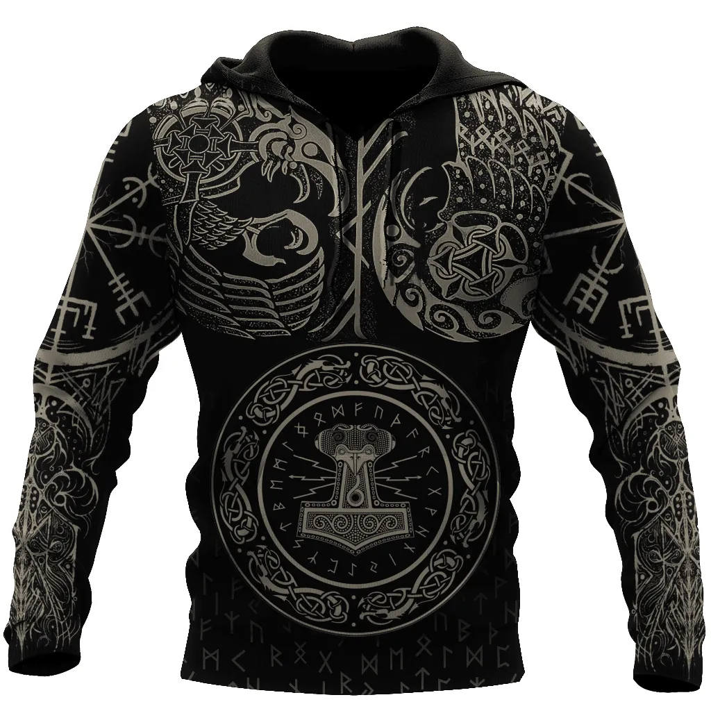 Viking Warrior Tattoo 3D Printed Sweatshirt Hoodie Zip Hoodie Christmas Shirts