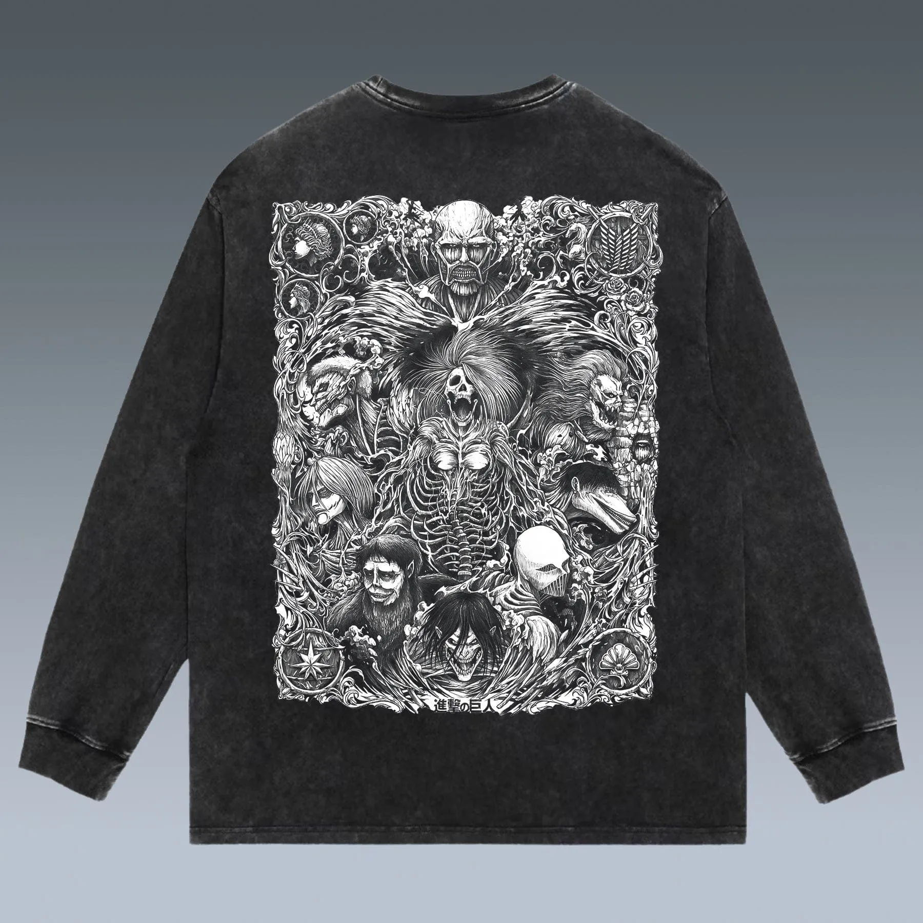 VINTAGE LONG SLEEVE TEE | ATTACK ON TITAN & GIVE YOUR HEARTS