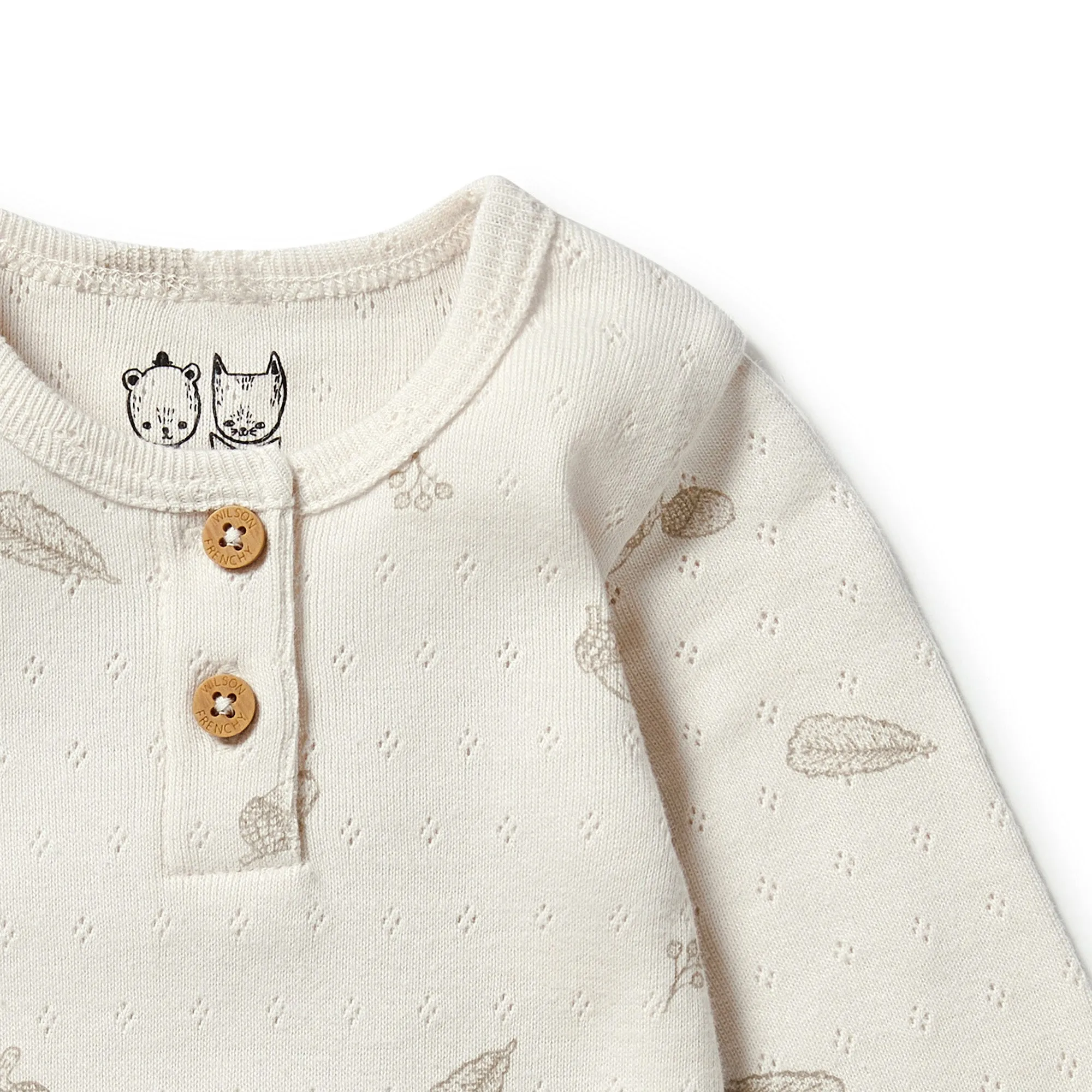Wilson and Frenchy Organic Pointelle Henley Bodysuit - Little Acorn