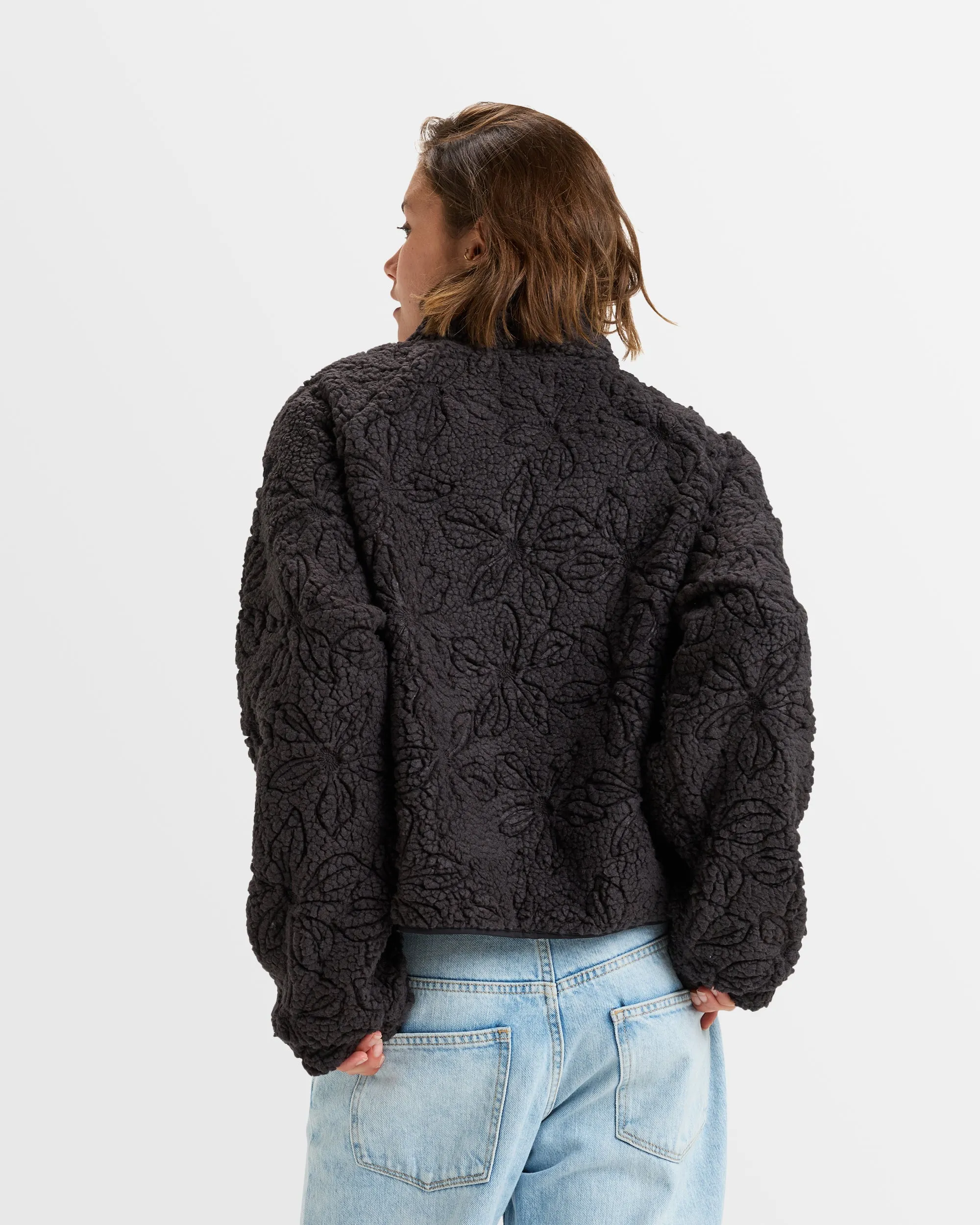 Womens Blurry Cloud Full Zip Polar Fleece Top