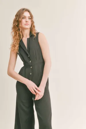 Women's Classic Monochromatic Blazer Jumpsuit | Black